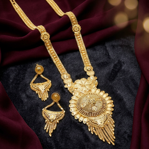 ขายส่งเครื่องประดับแฟชั่นทองชุบ 14K 18K 24K ลายดอกไม้สไตล์อินเดีย สร้อยคอแบบโซ่สำหรับผู้หญิง งานแต่งงาน เครื่องประดับทองเหลืองชุบทอง - Product Image 5