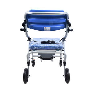 Chaise commode avec roulettes, bleu royal, pliable, siège de toilette portable pour personnes âgées et femmes enceintes, utilisation en intérieur - Product Image 5