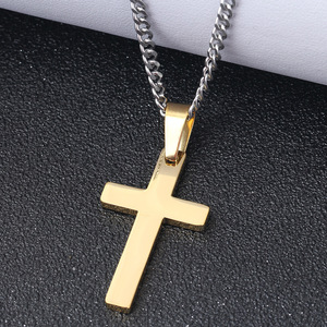 Collar de Acero Inoxidable con Cruz, Color Dorado, para Uso Diario, Colgante Geométrico - Product Image 4