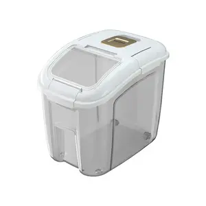 Seau de riz domestique transparent anti-insectes 20kg boîte de stockage de riz scellée étanche à l'humidité pour la farine de riz et la nourriture pour chiens et chats boîte en plastique