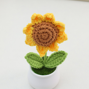 Girasole artificiale in vaso per la casa centrotavola intrecciato fiore artificiale <span class=keywords><strong>di</strong></span> girasole all'ingrosso - Product Image 6