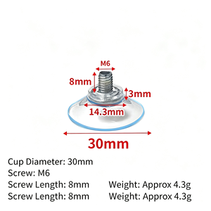 FE-A001M4 M5 M6 Transparent PVC Suction Cup with Screw and <strong>Nut</strong>, 30mm 34mm Strong Vacuum Suction Cup Hook for Glass <strong>Tile</strong> Smooth - Product Image 3