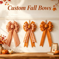 Nœuds personnalisés de Thanksgiving en ruban d'automne, avec tige de citrouille, motif écossais orange et toile de jute, pour la décoration de fête, de la maison et comme ornement de couronne