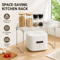 Étagère de rangement pliable en acier inoxydable pour cuisine, organisateur de comptoir pour four à micro-ondes