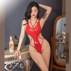 Damen Sexy Dessous Teddy mit Rückenausschnitt aus Lackleder mit Kettendetails Erotischer Bodysuit 7268 - Product Image 3