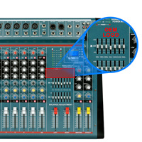 ELM DN833 350W Mixeur de son de scène professionnel actif 8 canaux avec interface USB, contrôleur et égaliseur 14 bandes, amplificateur de puissance vert AC