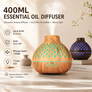 Diffuseur <span class=keywords><strong>d</strong></span>'huiles essentielles silencieux de haute qualité, 400 ml, grain de bois foncé, sans BPA, en PP, <span class=keywords><strong>humidificateur</strong></span> à brume froide pour la maison - Product Image 5