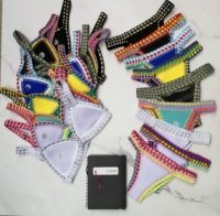 Maillots de bain en crochet pour femmes, vêtements de bain faits à la main, vêtements de plage, bikinis en crochet élastiques polychromatiques