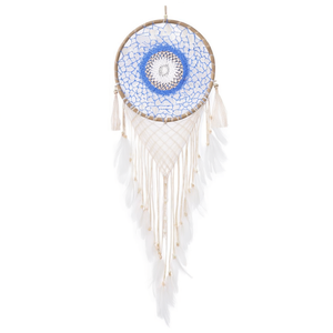 Attrape-rêves Angelina bleu 40x100cm avec plumes, décoration murale, design mandala bohème - Product Image 4