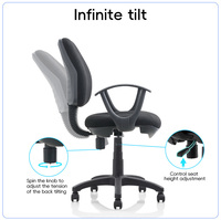 Chaise de bureau moderne en tissu, réglable en hauteur, pivotante, avec accoudoirs fixes, vérin à gaz classe 3, pour poste de travail informatique à domicile