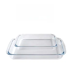 長方形の楕円形の耐熱ホウケイ酸パイレックス-ブランドのガラス透明ガラスピザ焼き米プレートベーキングディッシュパン耐熱皿