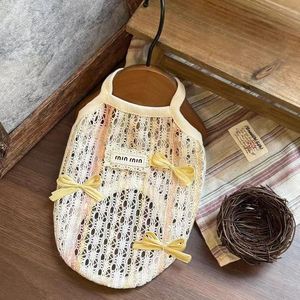 New summer style thin bow-knot hollow lace <b>cat</b> and dog vest camisole pet <b>clothes</b>, breathable - Product Image 3