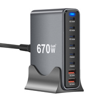 Chargeur de bureau GaN PD 670W de haute qualité adaptateur mural USB multifonction 8 ports pour ordinateur portable et appareil photo