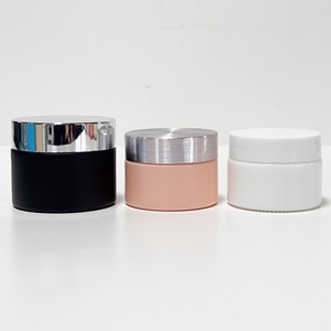 Hot Sale 5g 15g 30g 50g 100g 200g Cosmetic Plastic Lid Glass Jar, 50g Face Cream Red pink White Glass Jar with Red White Lid - Product Image 2