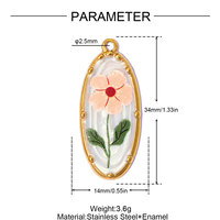 Pendentifs Mignons Zèbre Maison FASCM-39, Breloques Fleur avec Yeux en Émail, Pendentif en Acier Inoxydable Plaqué Or pour Collier