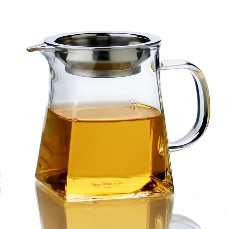 स्क्वायर हाई बोरोसिलिकेट ग्लास कप सेट 12 ऑउंस 16 ऑउंस 25 ऑउंस गर्मी प्रतिरोधी मग कुंग फू चाय कप ग्लास कॉफी पानी कप हैंडल के साथ