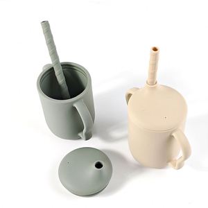 Gobelet pour bébé en silicone de qualité alimentaire sans BPA, logo personnalisé, avec poignée, écologique, non toxique, tasse à boire pour enfants - Product Image 1