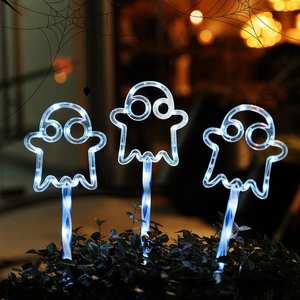 Nouvelles lanternes fantômes citrouille d'Halloween Lanternes extérieures étanches au sol Décoration. Lumières de pelouse solaires - Product Image 4