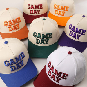Nuovo Cappellino da Baseball Trucker a 6 Pannelli in Cotone 100% Bicolore con Ricamo 3D 'Game Day', Traspirante, Impermeabile, Regolabile, Unisex - Product Image 1
