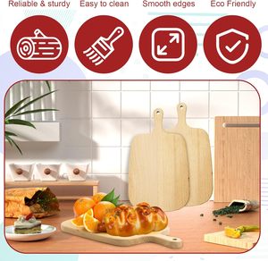Planche à découper rectangulaire en hêtre massif naturel et biologique, pour pizza, pain, petit-déjeuner, avec poignée - Product Image 4