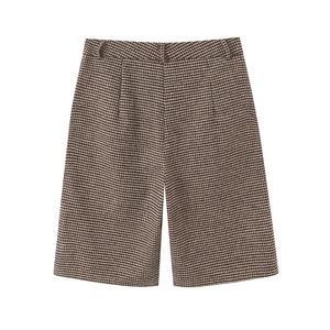Shorts Bermuda <span class=keywords><strong>Femme</strong></span> Personnalisés Printemps 2026 à Motif <span class=keywords><strong>Pied</strong></span>-<span class=keywords><strong>de</strong></span>-<span class=keywords><strong>Poule</strong></span> - <span class=keywords><strong>Short</strong></span> Vintage Amincissant à Jambe Droite OEM/ODM par Usine <span class=keywords><strong>de</strong></span> Vêtements Chinoise - Product Image 2