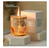 Echte Blumen-Gelee-Wachs Aromatherapie-Kerze Kreative Aromatherapie Schlafzimmer-Duft mit Glas Valentinstag-Geschenk