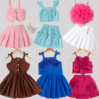 Ensemble deux pièces mignon pour filles - Ensemble jupe courte et haut à col pour bébé fille