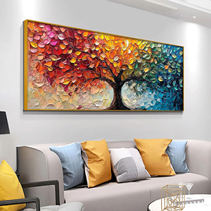 Pintura Impasto Grande <span class=keywords><strong>de</strong></span> Árbol <span class=keywords><strong>de</strong></span> las Cuatro Estaciones, Árbol <span class=keywords><strong>de</strong></span> <span class=keywords><strong>la</strong></span> <span class=keywords><strong>Vida</strong></span> Texturizado y Colorido, Arte Mural 3D, Pintura Original sobre Lienzo, Decoración para Sala <span class=keywords><strong>de</strong></span> Estar - Product Image 3