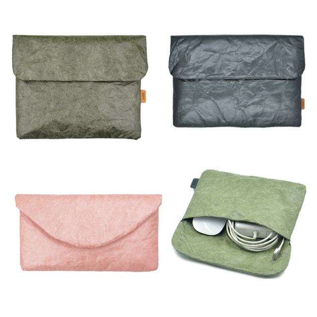 Customized Vintage Tyvek Paper Waterproof Pouch Bag Pad Laptop Bags Cover E-Reader Sleeve for Chargers Storage