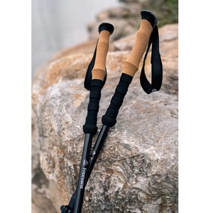 Bâtons de randonnée pliables en fibre de carbone T700, 2 pièces, ultralégers 207g, poignée en liège, verrouillage <span class=keywords><strong>rapide</strong></span> en métal, 5 sections, pliage en Z, 37cm, bâtons de randonnée - Product Image 1