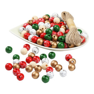 Ensemble de perles en bois de Noël, 120 pièces avec corde en chanvre pour la décoration de l'arbre, fournitures artisanales - Product Image 5