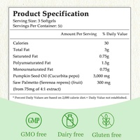 Capsules de haute qualité d'huile de palmier nain et de graines de citrouille & Oméga 3-6-9 en gélules molles pour la santé de la prostate et des cheveux - Qualité alimentaire