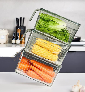 Kitchen Fridge Clear Eco-Friendly Stackable <b>Storage</b> Box Refrigerator Organizer Fresh Food Fruits <b>Vegetable</b> Container Bins Flip - Product Image 2