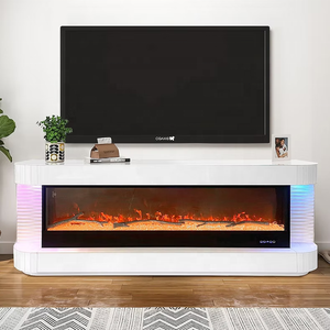 Mobile TV di Lusso Moderno in Legno con Display LED e <span class=keywords><strong>Simulazione</strong></span> di Fiamme, Mobile Porta TV con Caminetto per <span class=keywords><strong>Soggiorno</strong></span> - Product Image 2