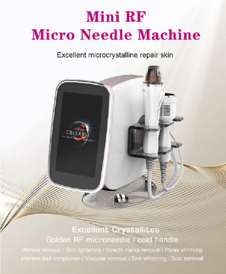 Beauty Salon Equipment Golden Mini RF Micro Needle Facial Machine Skin Repair Wrinkle Removal