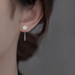 Boucles d'oreilles clous en argent S925 certifiées, motif flocon de neige, diamant Moissanite 1,00 ct, pour femme - Product Image 3