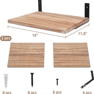 Wooden <b>Wall</b> <b>Mounted</b> <b>Shelf</b> Rectangle Solid Wood Storage Rack For Bedroom Living Room Decoration - Product Image 5