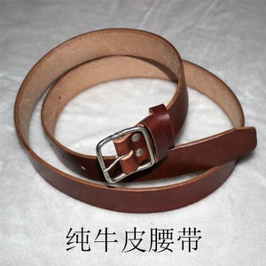 Cinturón de Cuero Vacuno con Hebilla de Acero Rectangular de 130 cm, Cinturón de Cuero Genuino Vintage y Duradero - Product Image 4
