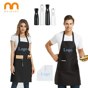 Su geçirmez çok renkli bez önlük erkek kadın şef pamuk Polyester pişirme mutfak önlükleri özel baskı logosu işlemeli markalı