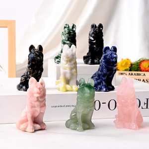 Meilleures ventes : sculptures en cristal de quartz naturel, animaux (loup, chien) pour décorations de bureau - Product Image 6