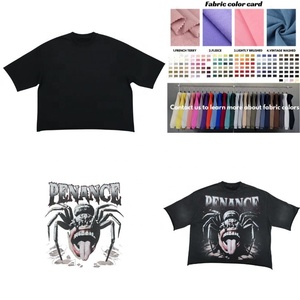 T-shirt da uomo con strass squadrato in spugna francese con stampa digitale personalizzata con stampa bianca - Product Image 1