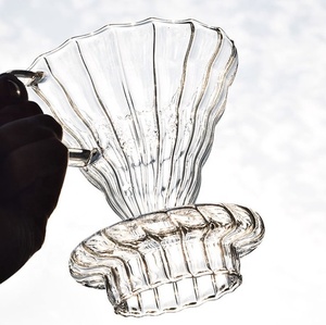 Resistente al calore versare sopra il <span class=keywords><strong>diamante</strong></span> a forma di V di vetro di bambù del filtro da caffè intelligente tazza di gocciolatore caffè con supporto - Product Image 6