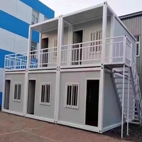 Maison modulaire en conteneur à deux étages, isolée, en panneaux sandwich, résistante au feu et au vent, pour hôtel, école, usage résidentiel