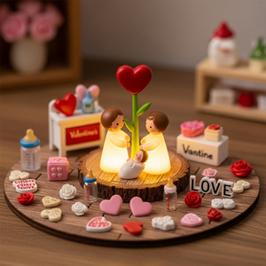 Kleine Harz statuen Leuchtende 3D-Puppenhaus Miniatur-Figuren Kleine Menschen Spielzeug Wachsende Figuren für Valentinstag Baby - Product Image 5