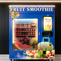 Máquina expendedora de batidos de frutas con limpieza a vapor automática, sin fregado manual, almacenamiento en congelador a -18°C, pantalla táctil de 27 pulgadas, control remoto