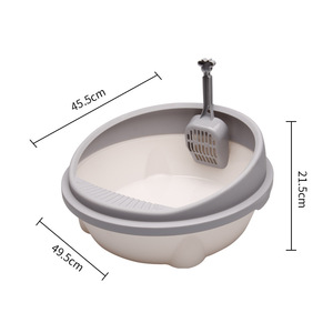 Brenda Round Gray Semi Enclosed <b>Cat</b> Litter <b>Box</b> Medium 40x37.5x18cm Easy Clean Splash Proof <b>Cat</b> Supplies - Product Image 5