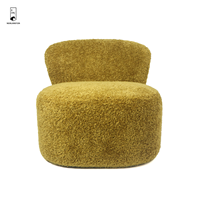 Fauteuil d'appoint moderne en tissu Teddy moelleux avec dossier incurvé pour salon