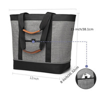 Sac isotherme grand format 24L avec isolation en mousse thermique, tissu Oxford, sac isotherme étanche avec fermeture éclair, sac isotherme chaud/froid