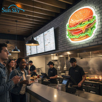 Fabricant Dropshipping PAS de quantité minimale de commande Livraison rapide Enseigne néon personnalisée en acrylique pour hamburger, décoration de pizzeria