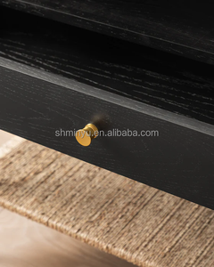 طاولة سرير جانبية من خشب البلوط الصلب عالية الجودة على الطراز الأمريكي، أثاث غرفة نوم باللون الأسود العتيق، أثاث منزلي من الخشب الصلب - Product Image 5